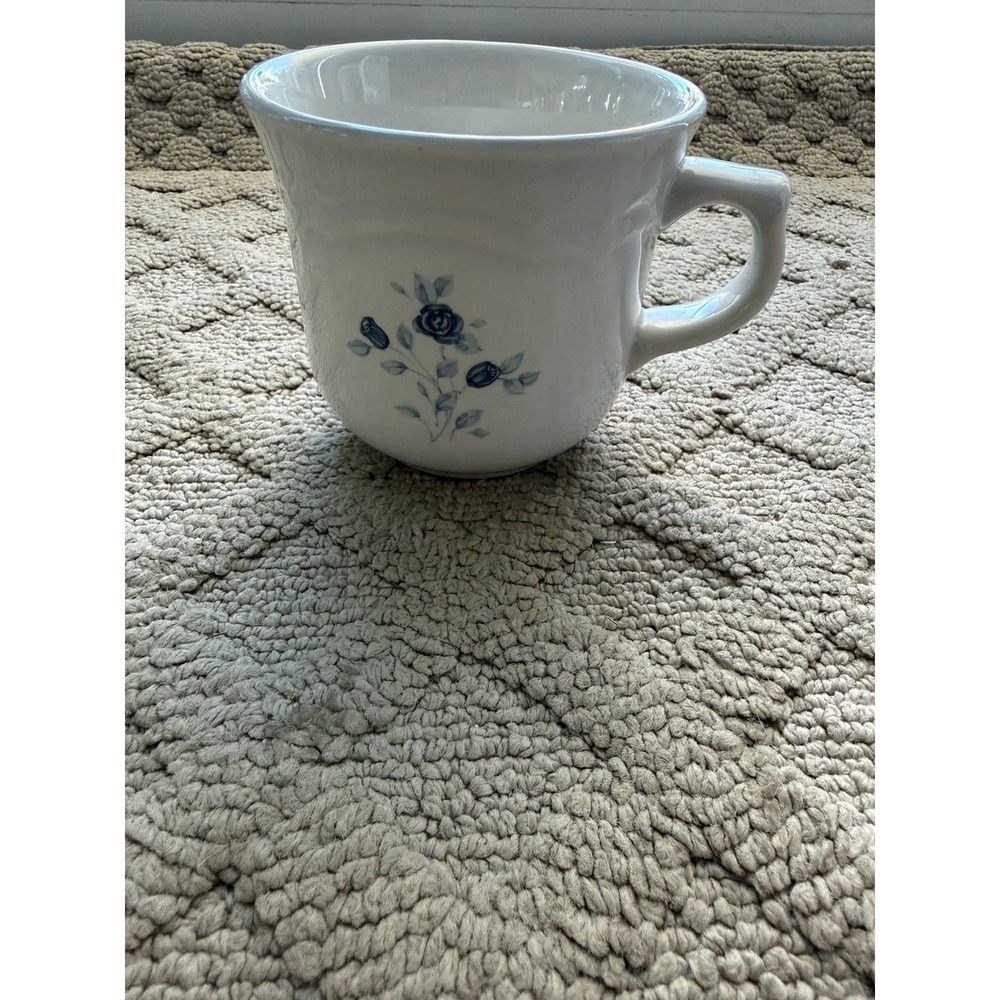 1 Vintage Pfaltzgraff Glossy Poetry Blue Rose Mug Flowers Coffee Cup